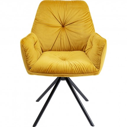 Chaise avec accoudoirs pivotante Mila velours jaune Kare Design