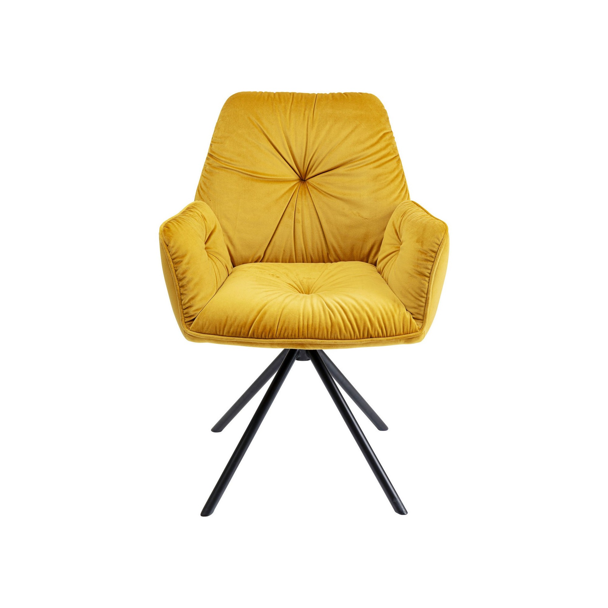 Chaise avec accoudoirs Mila velours jaune Kare Design