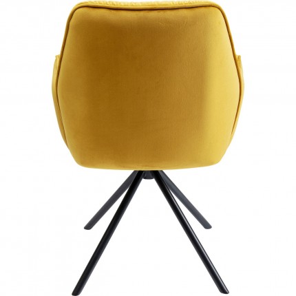 Chaise avec accoudoirs Mila velours jaune Kare Design