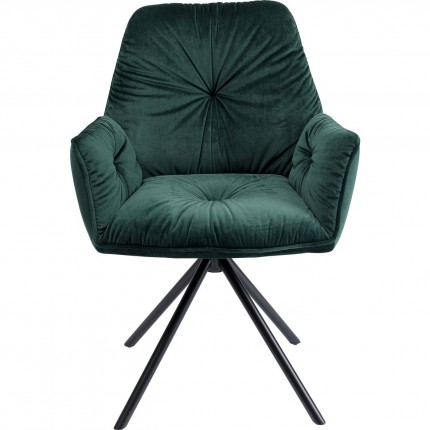 Chaise avec accoudoirs Mila velours vert Kare Design