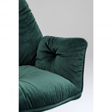 Chaise avec accoudoirs Mila velours vert Kare Design