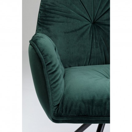 Chaise avec accoudoirs pivotante Mila velours vert Kare Design