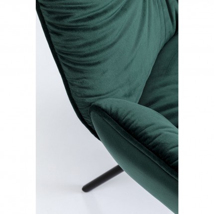 Chaise avec accoudoirs pivotante Mila velours vert Kare Design