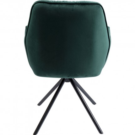 Chaise avec accoudoirs Mila velours vert Kare Design