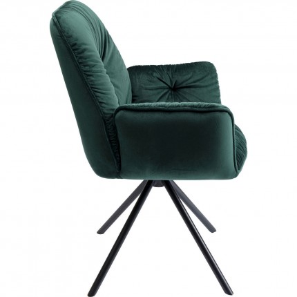 Chaise avec accoudoirs Mila velours vert Kare Design