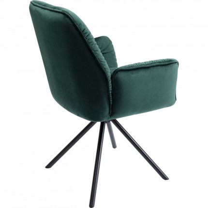 Chaise avec accoudoirs Mila velours vert Kare Design