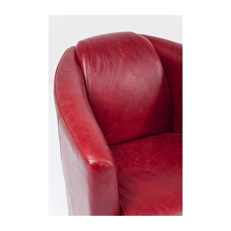Fauteuil Cigar Lounge cuir rouge Kare Design