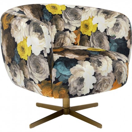 Fauteuil pivotant Pivoines jaunes Kare Design