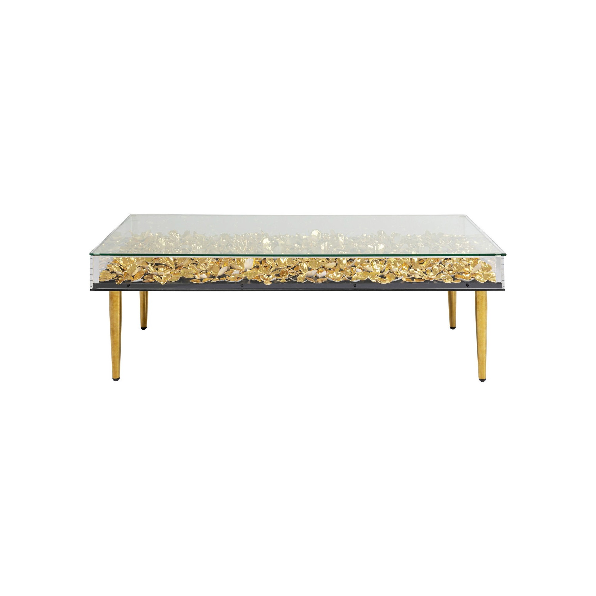 Table basse 3D fleurs dorées 120x60cm Kare Design
