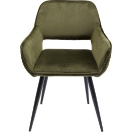 Chaise avec accoudoirs San Fransisco velours vert foncé Kare Design