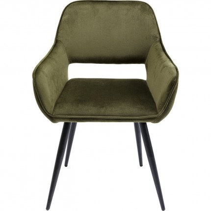 Chaise avec accoudoirs San Francisco velours vert foncé Kare Design