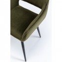 Chaise avec accoudoirs San Fransisco velours vert foncé Kare Design