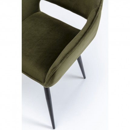 Chaise avec accoudoirs San Francisco velours vert foncé Kare Design