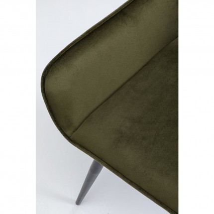 Chaise avec accoudoirs San Francisco velours vert foncé Kare Design