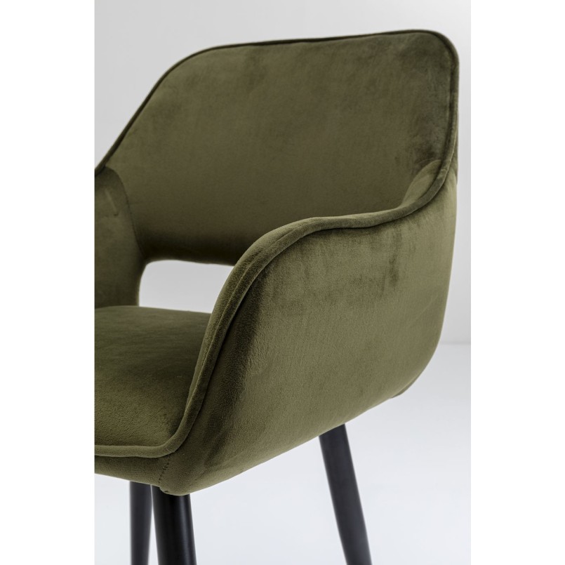 Chaise avec accoudoirs San Fransisco velours vert foncé Kare Design
