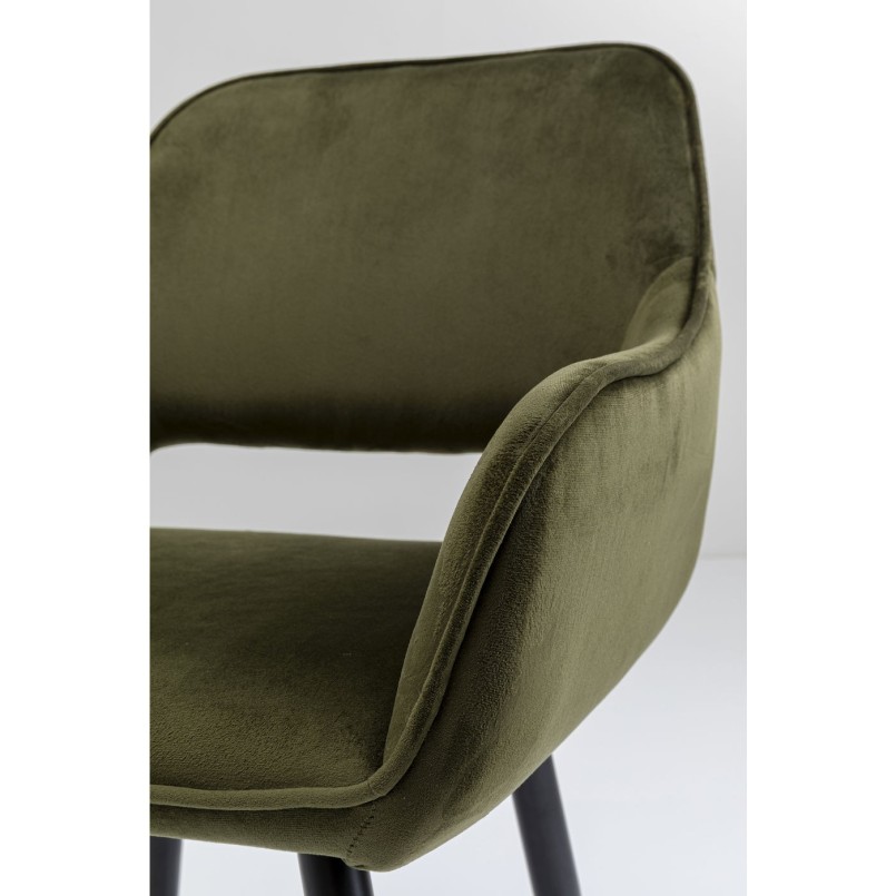 Chaise avec accoudoirs San Fransisco velours vert foncé Kare Design