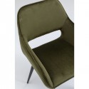 Chaise avec accoudoirs San Fransisco velours vert foncé Kare Design