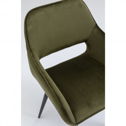 Chaise avec accoudoirs San Francisco velours vert foncé Kare Design