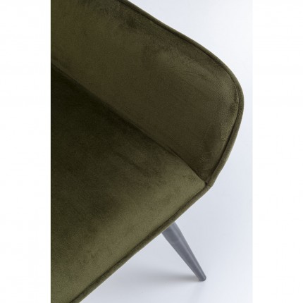 Chaise avec accoudoirs San Francisco velours vert foncé Kare Design