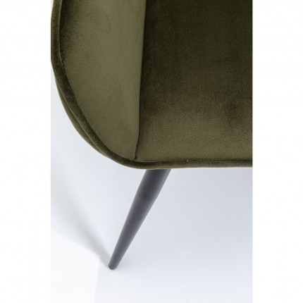 Chaise avec accoudoirs San Francisco velours vert foncé Kare Design