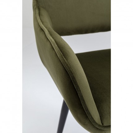 Chaise avec accoudoirs San Francisco velours vert foncé Kare Design