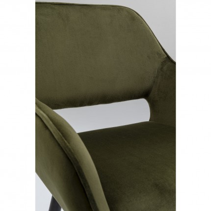 Chaise avec accoudoirs San Francisco velours vert foncé Kare Design