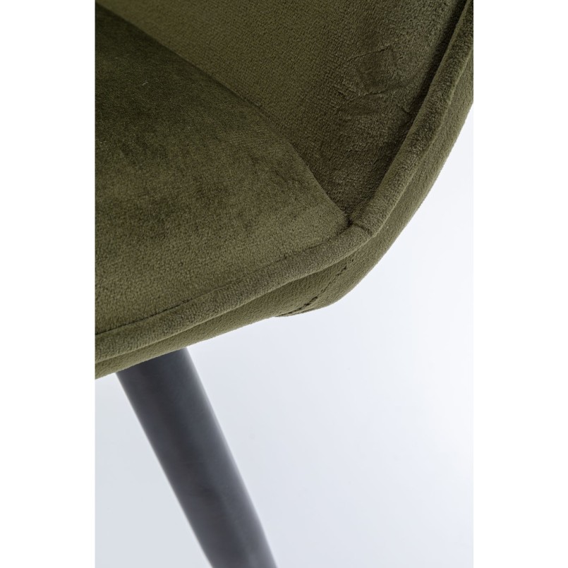 Chaise avec accoudoirs San Fransisco velours vert foncé Kare Design
