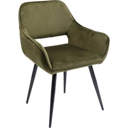 Chaise avec accoudoirs San Francisco velours vert foncé Kare Design