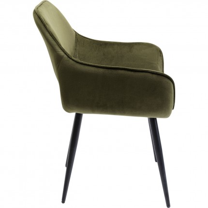 Chaise avec accoudoirs San Francisco velours vert foncé Kare Design