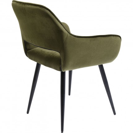 Chaise avec accoudoirs San Francisco velours vert foncé Kare Design