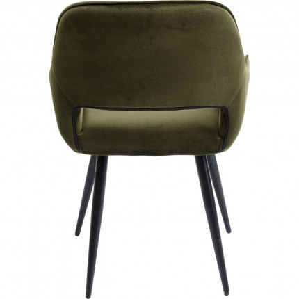 Chaise avec accoudoirs San Francisco velours vert foncé Kare Design