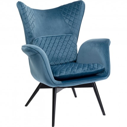 Fauteuil Tudor velours bleu pétrole Kare Design