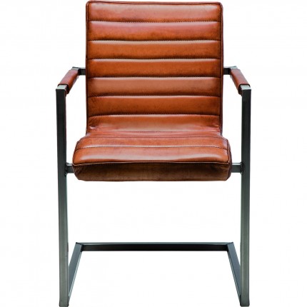Chaise avec accoudoirs Cantilever Riffle Buffalo Marron Kare Design Chaise avec accoudoirs Cantilever Riffle Buffalo Marron Kare Design