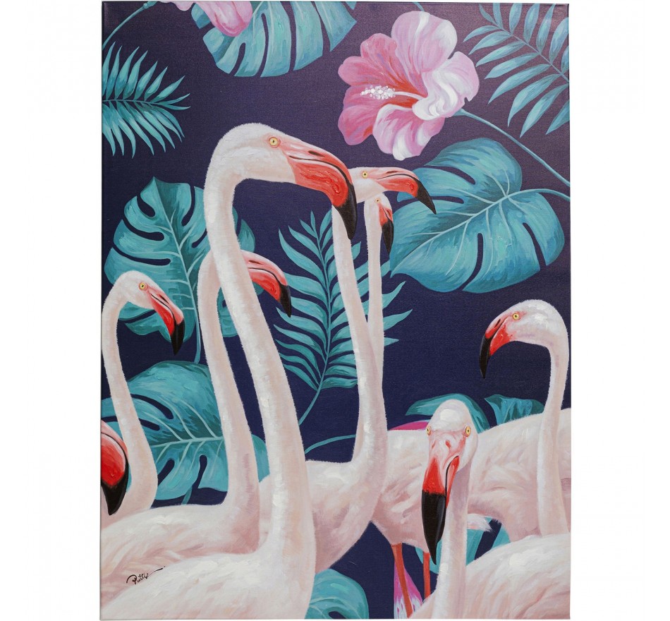 Tableau flamants roses jungle 92x122cm Kare Design