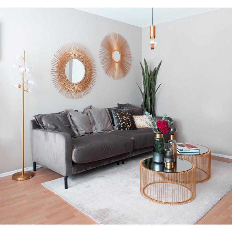 Tables basses rondes Wire laiton set de 2 Kare Design