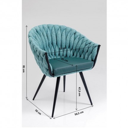 Chaise avec accoudoirs Knot bleu-vert Kare Design
