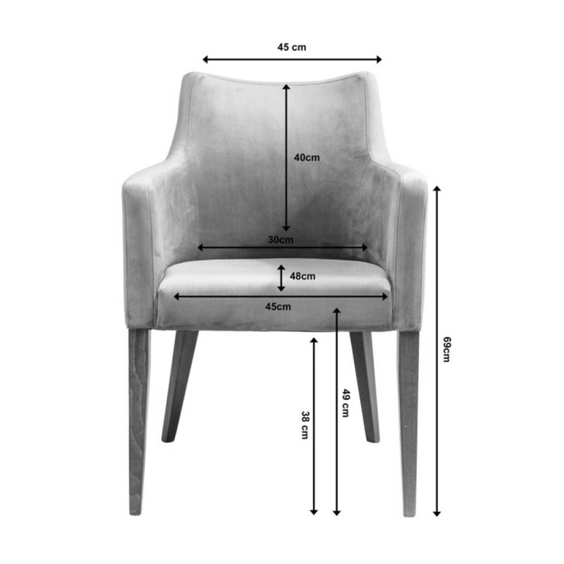 Chaise avec accoudoirs Mode velours grise Kare Design