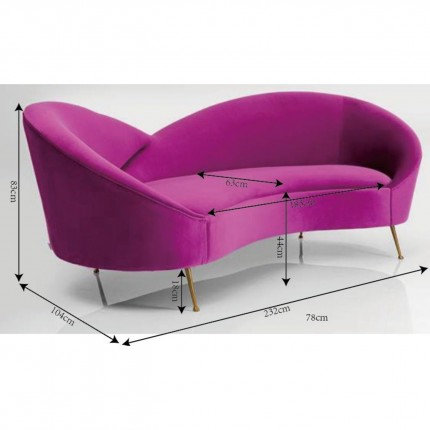 Canapé Night Fever 3 places velours violet Kare Design
