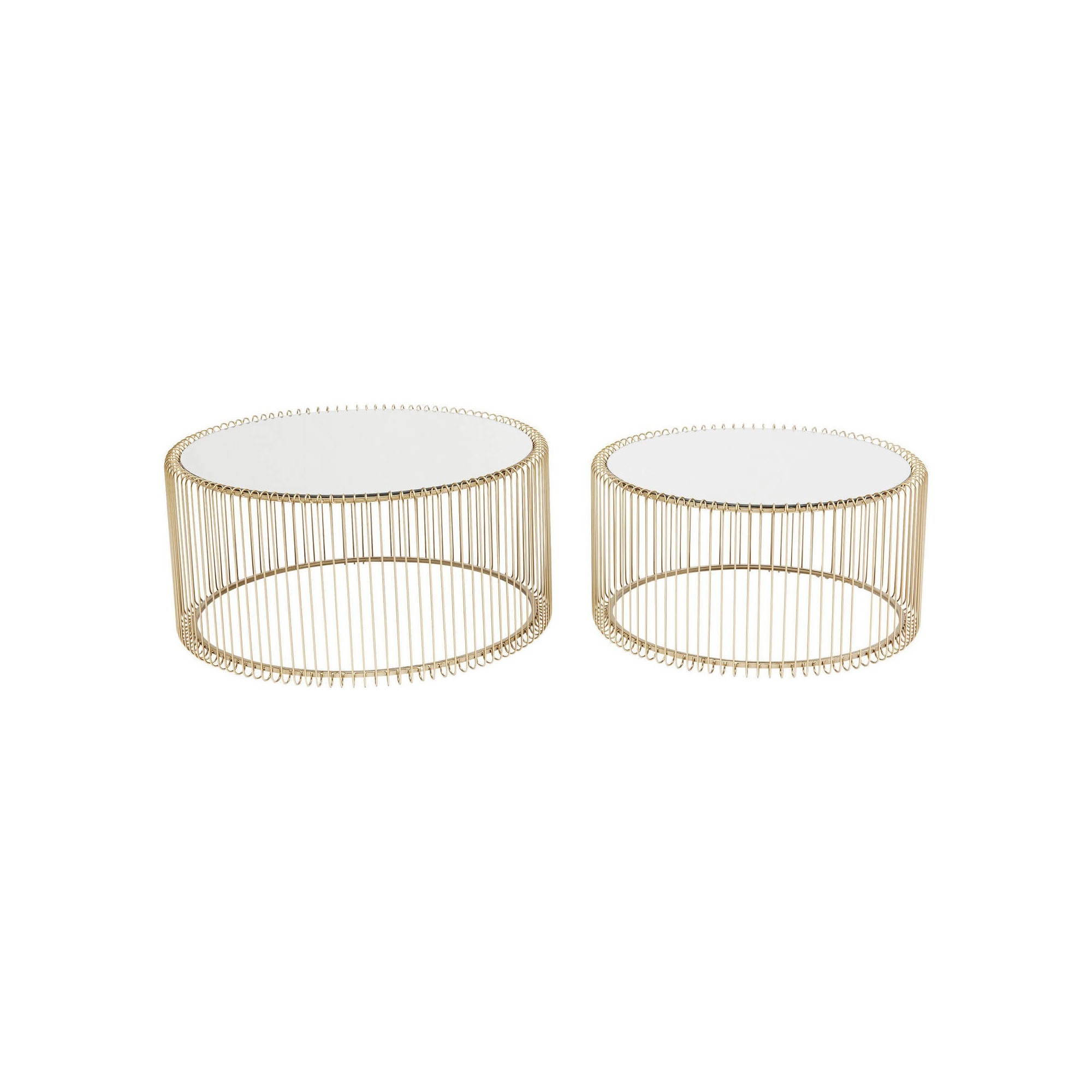 Tables basses rondes Wire laiton set de 2 Kare Design