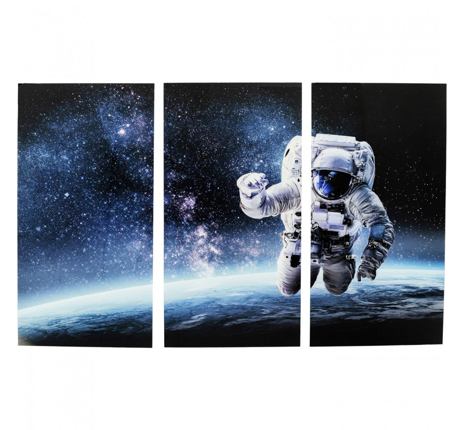 Tableau en verre Triptychon astronaute espace 240x160cm Kare Design
