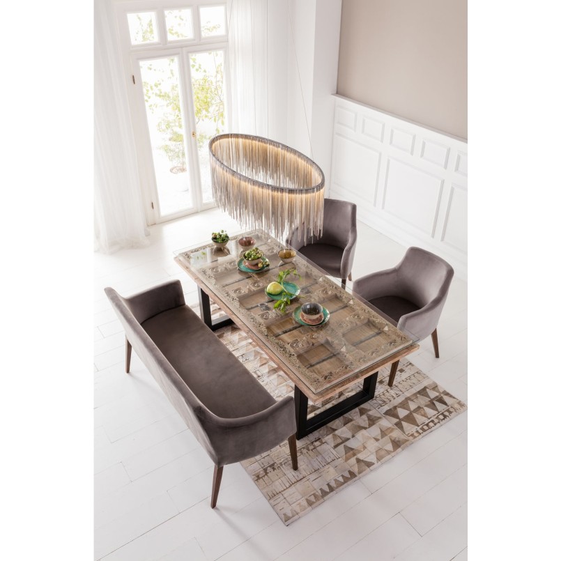 Chaise avec accoudoirs Mode Velvet grise Kare Design