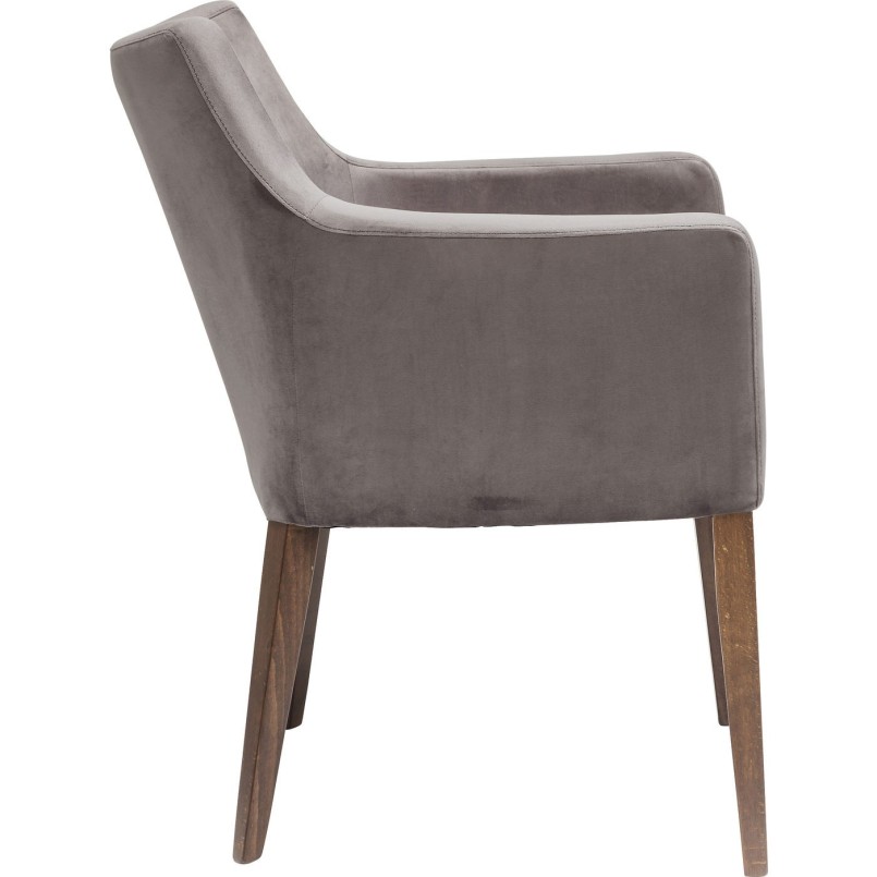 Chaise avec accoudoirs Mode Velvet grise Kare Design
