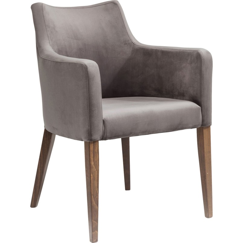 Chaise avec accoudoirs Mode Velvet grise Kare Design