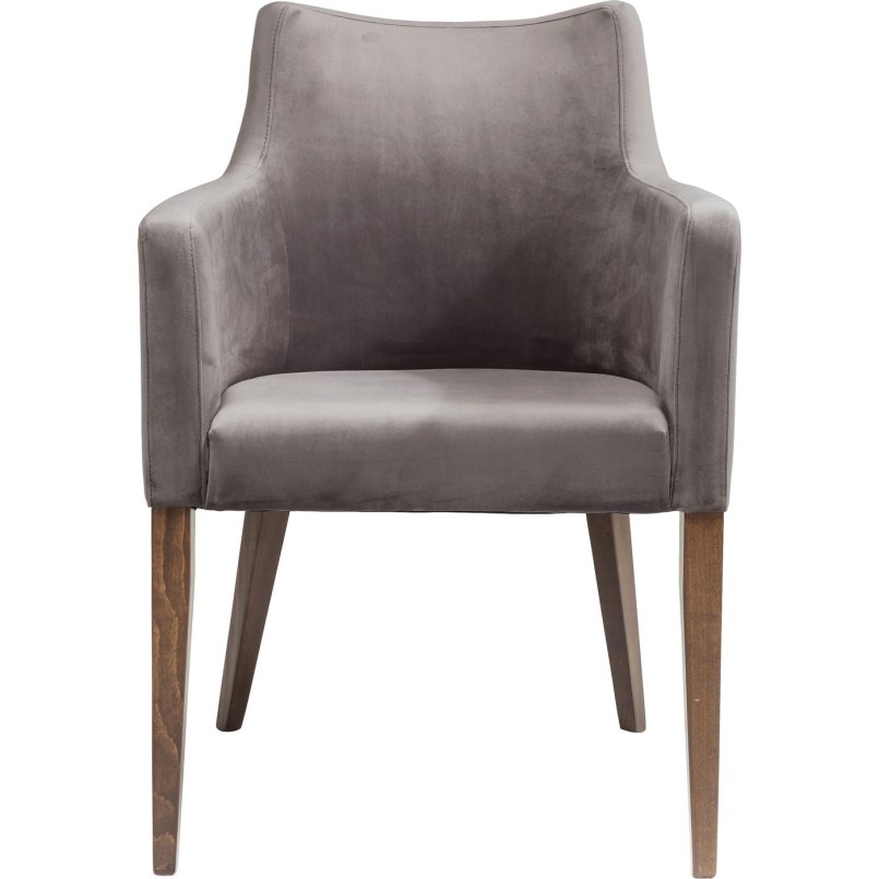 Chaise avec accoudoirs Mode Velvet grise Kare Design