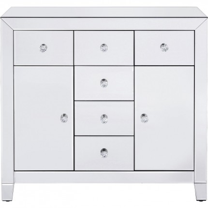 Commode Luxury argent 2 portes 6 tiroirs Kare Design