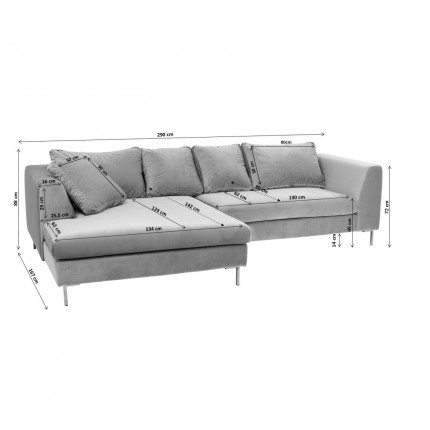 Canapé d'angle Gianna 290cm gauche velours gris Kare Design