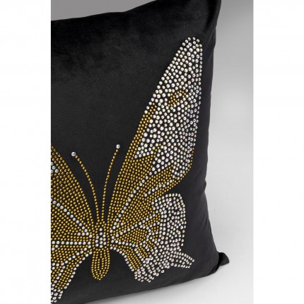 Coussin noir papillon strass 45x45cm Kare Design