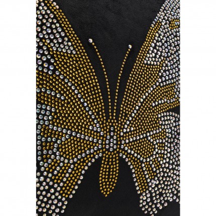Coussin noir papillon strass 45x45cm Kare Design