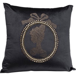 Coussin noir médaillon strass 45x45cm Kare Design
