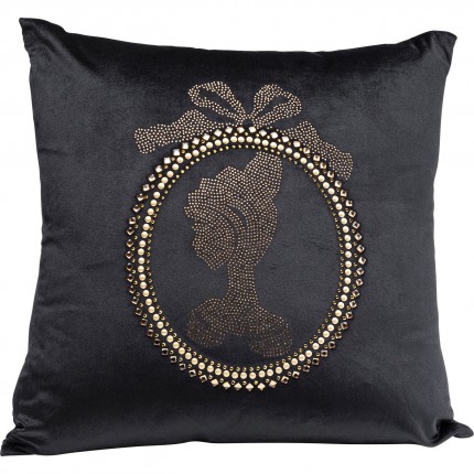 Coussin noir médaillon strass Kare Design